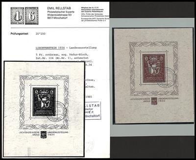 .gestempelt - Liechtenstein Block Nr. 1(VADUZBLOCK) mit Sonderstpl. der Landesausstellung v. 3. X.34 - Fotoattest Rellstab, - Známky