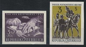 ** - Österr.   ANK. Nr. 1158 U (Tag d. Brfm.) u. 1159 U (Pariser Postkonferenz), - Stamps