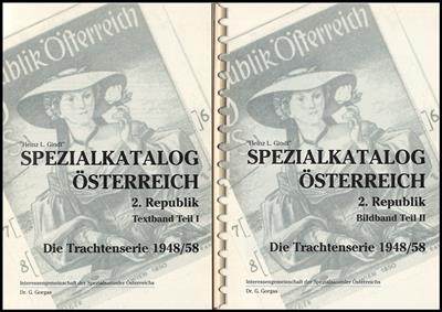 Literatur: Partie Gindl - Plattenfehler - Kataloge u.a. mit Trachten II, - Francobolli