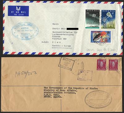 Poststück - Ausstellungssammlung Österr. Rotkreuzeinsatz in Biafra/Nigeria 1969 Bedarfspost aus verschiedenen Orten, - Stamps