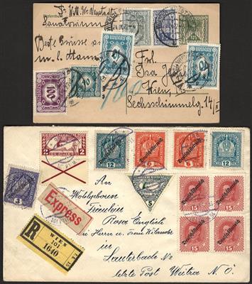 Poststück/Briefstück - Partie Poststücke Österr. I. Rep. mit Auslandspost, - Briefmarken und Ansichtskarten