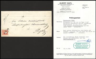 Poststück - Österr. Nr. 13 II auf Faltbriefhülle vom 2. November 1858, - Francobolli