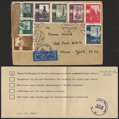 Poststück - Partie Poststücke Österr. ca. 1946/47 u.a. mit Auslandspost, - Briefmarken und Ansichtskarten