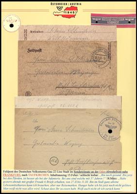 Poststück - 2 Feldpostbriefe des raren gauüberschreitenden Einsatzes von Volkssturmmännern aus Oberdonau, - Známky a pohlednice