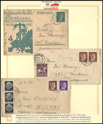 Poststück - Bezirk Neunkirchen 1945 - ca. 50 Belege, - Stamps and postcards
