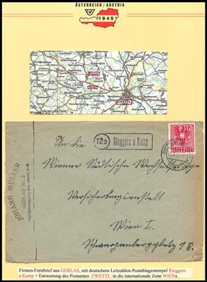 Poststück - Bezirk Zwettl 1945 - ca. 50 Belege, - Briefmarken und Ansichtskarten