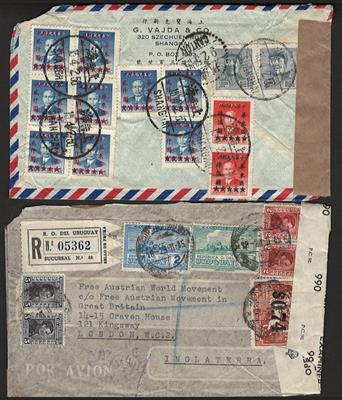 Poststück/Briefstück - Partie Poststücke Österr. mit Europa u. Übersee, - Stamps and postcards