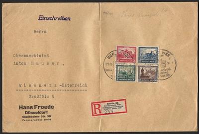 Poststück - D. reich - Herzstück von Block Nr. 1 (leichte Alterungsspuren) auf Rekobrief nach Eisenerz/Österr., - Známky a pohlednice