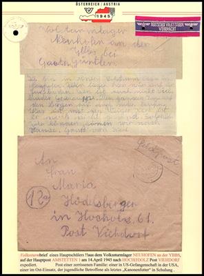 Poststück - Feldpost eines Hauptschülers aus dem VOLKSSTURM-LAGER NEUHOFEN a. d. YBBS, - Briefmarken und Ansichtskarten