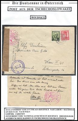 Poststück - Interess. Partie Zensurpost Tschechosl. nach Österr. ab 1945, - Stamps and postcards