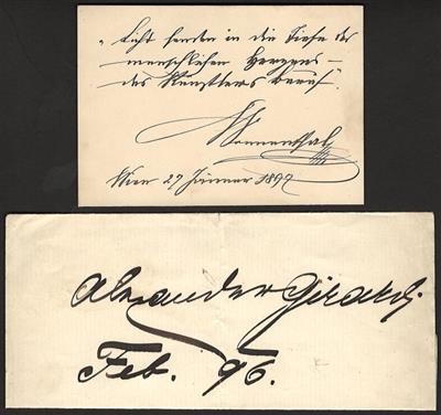 Poststück - Kl. Partie Autographen ua. Girardi aus 1896 und Hugo Thimig aus 1898, - Známky a pohlednice