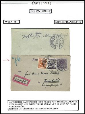 Poststück - Österr. I. Rep. - Partie Kartenbriefe, - Známky a pohlednice