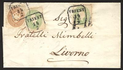 Poststück - Österr. Nr. 19+19+34 a. gr. Briefteil - Francobolli e cartoline