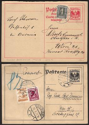 Poststück - Österr. - Partie Poststücke Monarchie ab Ausg. 1867 u. 1. Rep., - Briefmarken und Ansichtskarten