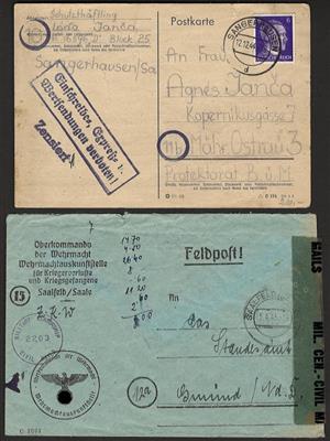 Poststück - Partie meist D. Feld- und POW Post WK II u.a. Überroller aus Saalfeld nach Günd vom 5.4. 1945, - Briefmarken und Ansichtskarten