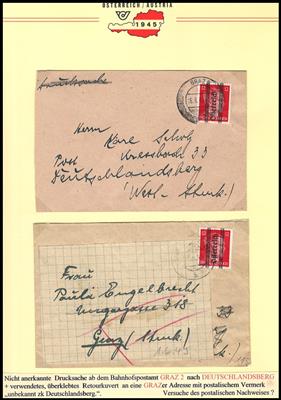 Poststück - Steiermark Sammlung von ca. 70 Belegen aus 1945 vorwiegend Posthorn, - Stamps and postcards