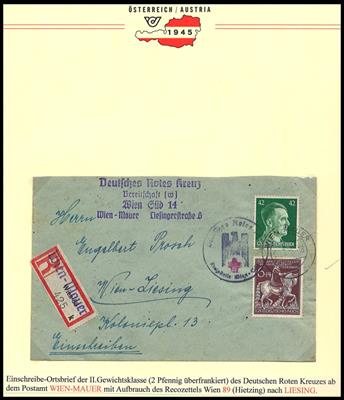 Poststück - Ungewöhnliche Rotkreuz-Belege Österreich 1945, - Známky a pohlednice