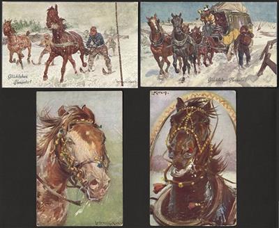 Poststück - Verlag Brüder Kohn - Künstler Ludwig Koch - Partie Pferde - Motivkarten, - Briefmarken und Ansichtskarten