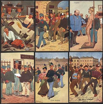 Poststück - Verlag Brüder Kohn Wien - Künstler Fritz Schönpflug - 6 Militär - Motivkarten (Serie 450 1/6), - Francobolli e cartoline