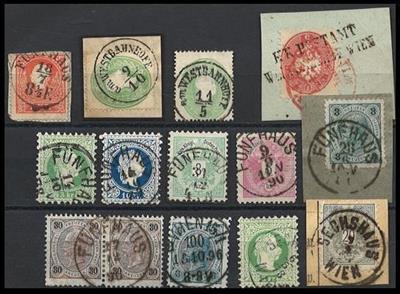 .gestempelt/Briefstück - Österreich Ausg. 1858/1890 Partie - Briefmarken und Ansichtskarten