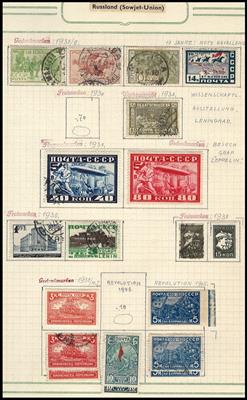 .gestempelt/*/(*) - Partie div. Europa mit Rußland - Sowjetunione - Liechtenstein - Belgien - Tschechosl., - Briefmarken und Ansichtskarten