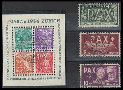 .gestempelt - Sammlung Schweiz ca. 1854/2020 u.a. mit Block Nr. 1(NABA), - Francobolli e cartoline