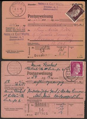 Poststück - D.Reich April/Mai 1945 - 4 Überroll-Anweisungen - Briefmarken und Ansichtskarten