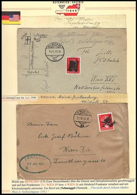 Poststück - Kurier-/Schmuggelpost aus Deutschland und der Tschechei in Österreich expediert 1945, - Briefmarken und Ansichtskarten