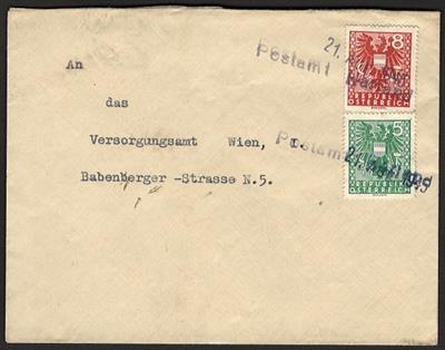 Poststück - Österr. 1945 - Stempelprovisorium von HARLAND vom 21.8. 1945 nach Wien, - Stamps and postcards