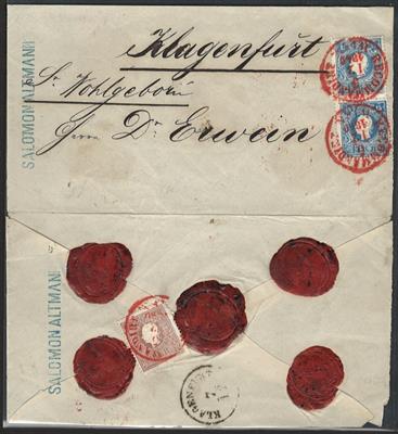 Poststück - Österr. Nr. 15II (2) + 14II - Briefmarken und Ansichtskarten