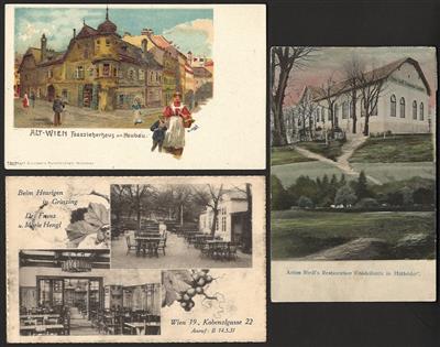 Poststück - Partie AK Wien u.a. mit Fasszieherhaus - Türks Wilhelminensaal - Rockenbauer in Döbling, - Briefmarken und Ansichtskarten