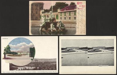 Poststück - Partie alte AK Schloß Schönbrunn - Briefmarken und Ansichtskarten