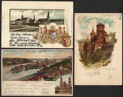 Poststück - Partie Ansichtskarten incl. einigen Leparellos, - Briefmarken und Ansichtskarten
