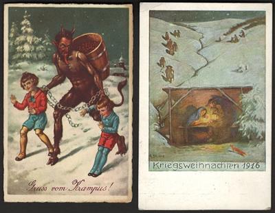 Poststück - Partie D. Feld- und Zivilpost WK II, - Známky a pohlednice