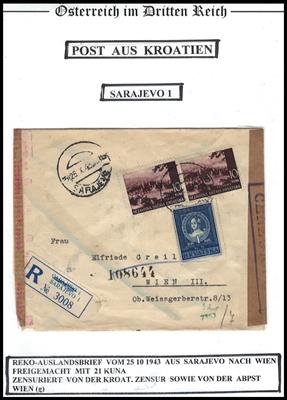 Poststück - Partie Poststücke Kroatien aus WK II meist in die "Ostmark", - Briefmarken und Ansichtskarten