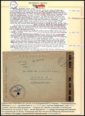 Poststück - Salzburg 1945 Interess. Belegepartie u.a. Zensuren, - Briefmarken und Ansichtskarten