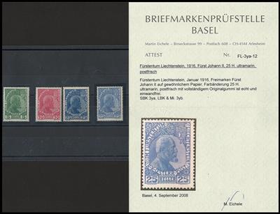 ** - Liechtenstein Nr. 1 y/3 y - Briefmarken und Ansichtskarten