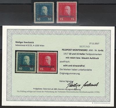 ** - Österr. Feldpost Ausg. für Montenegro Nr. Ic und IIc, - Stamps and postcards