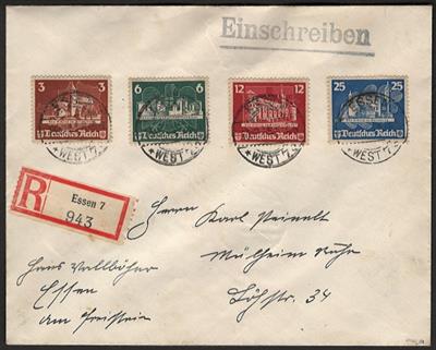 Poststück - D.Reich Nr. 576/79 (aus Ostropablock) auf Reko - Satzbrief ab Essen 7, - Stamps and postcards