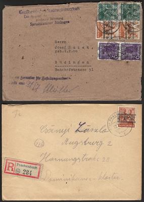 Poststück - Frühe Nachkriegsdeutschland Band-Netz Westbelege, - Stamps and postcards