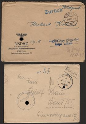 Poststück - Interess. Korrespondenz von Reichsarbeitsdienst, - Briefmarken und Ansichtskarten