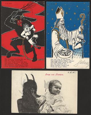 Poststück - Partie Motivkarten und etwas Werbung u.a. mit Krampus- Nikolaus - Hansen Karte Jungfrau/Mönch/Eiger etc., - Briefmarken und Ansichtskarten