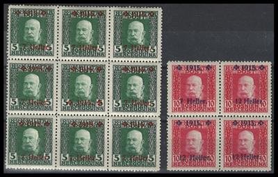 ** - Bosnien Nr. 93F mit 8 Stück Nr. 93 in Einheit zu 9 Stück, - Briefmarken und Ansichtskarten