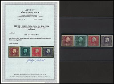 ** - Bosnien Nr. 99U/116U (Freimarkenausg. KFJ 1916 UNGEZÄHNT), - Stamps and Postcards