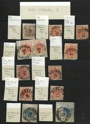 .gestempelt/Briefstück - Österr. MOnarchie - Partie Abstempelungen und Entwertungen auf Ausg. 1850, - Briefmarken und Ansichtskarten