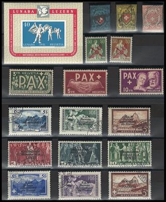 .gestempelt/*/** - Sammlung Schweiz ab ca. 1850 u.a. mit PAX **, - Francobolli e Cartoline