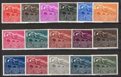 * - Österr. WIPA Vignetten 1933 "Postzug" in 16 versch. Farben, - Stamps and Postcards