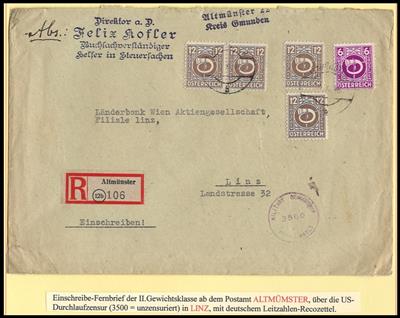 Poststück - Außergewöhnliche Geldwesen-Dokumentation aus Salzburg und OÖ 1945, - Známky a pohlednice