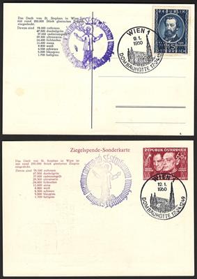 Poststück - Österr. - 12 Ziegelspendenkarten in div. Farben, - Briefmarken und Ansichtskarten