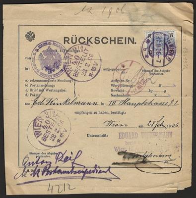 Poststück - Österr. 1906 - 6 Rückscheine - Známky a pohlednice